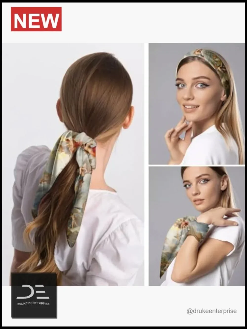 Large Square Satin Head Wrap Scarf 27.5 Inches Lightweight Fashion